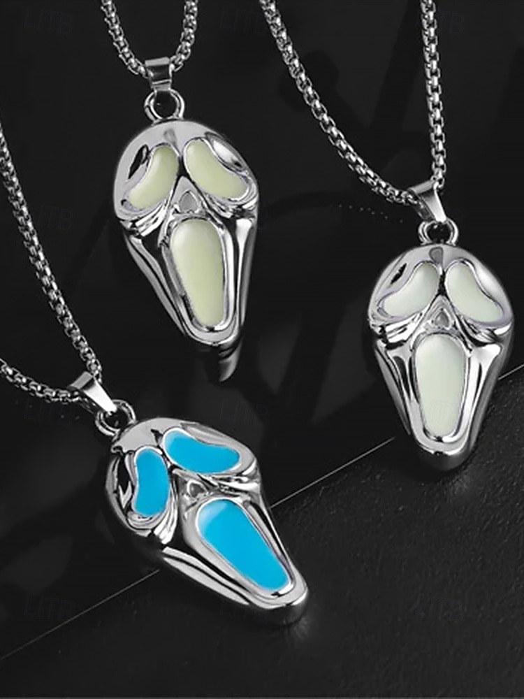 Collier pendentif fantôme phosphorescent pour homme – Bijoux d'horreur d'Halloween pour soirées costumées et événements nocturnes de 2025 ? $9.99 –P4