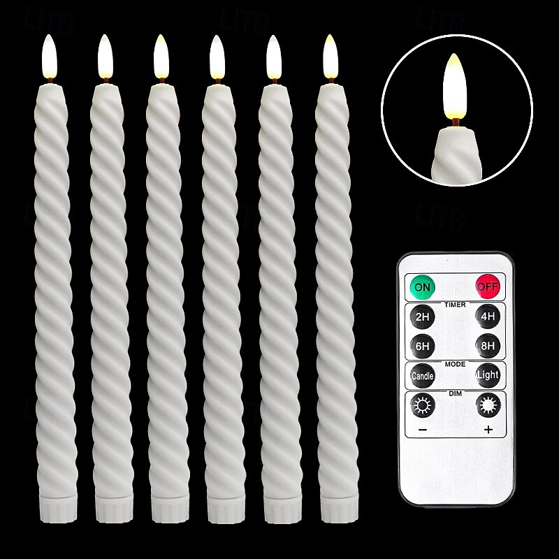 6 velas electrónicas de 25,5 cm con hilo giratorio para Halloween y Navidad, con varilla larga LED, ideal para interiores y exteriores, para restaurantes, fiestas, bodas, ambientes decorativos, con 2025 - $16.49 –P7