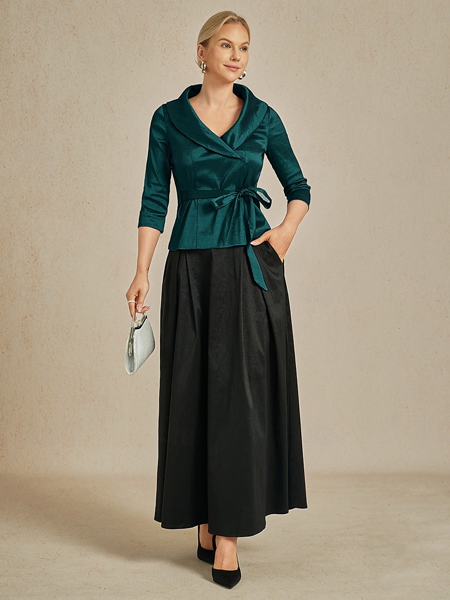 Pentru femei Bluză Topuri de seară Elegant Metalic Stilat Lungime Manșon 3/4 În V Topuri obișnuite Invitat la nunta Serată Semi formal cravata fata Verde Smarald Primăvară, toamnă, iarnă, vară 2025 - $79.99 –P9