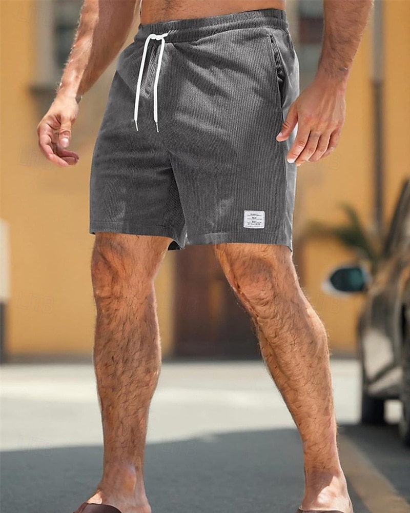 Herren Shorts Sommershorts Freizeitshorts Cordshorts Tasche Elastischer Bund Kordelzug Einfach Komfort Atmungsaktiv Kurz Outdoor Sport Klassisch Lässig Schwarz Weiß Mikroelastisch 2025 - $15.49 –P17