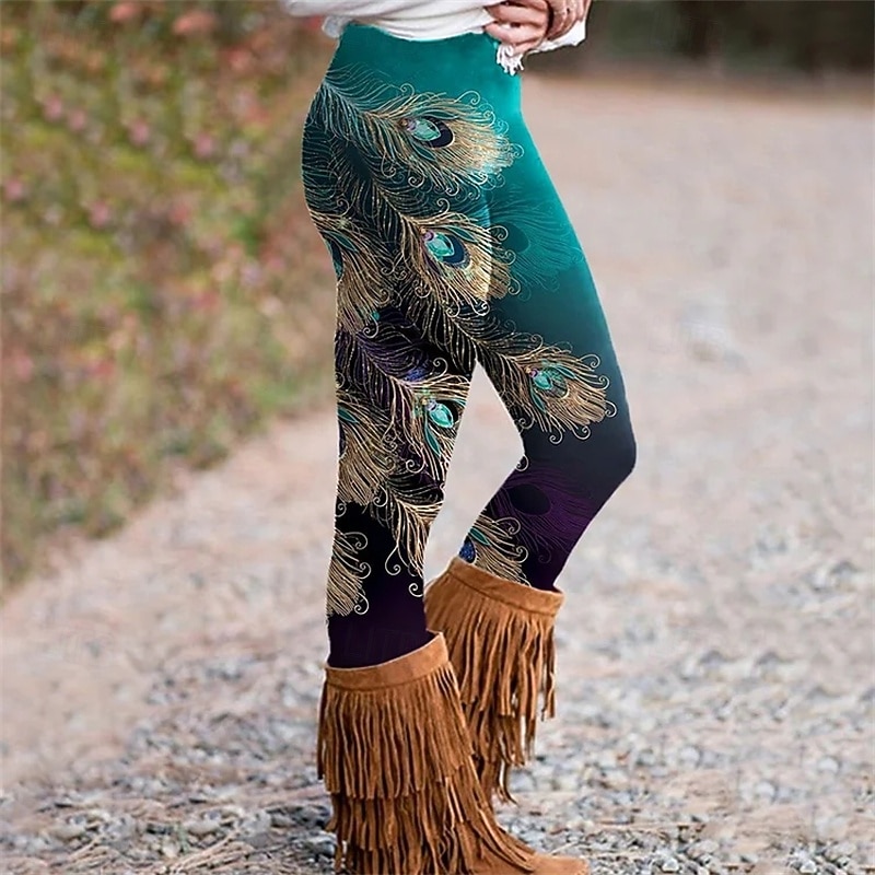 Dam Viking Byxor Damasker Mysiga leggings Vintage Boho Fullängd Hög midja Grafiska tryck Elastisk midja Mönster Mateial som andas Bekväm Elastisk Semester Gata Dagliga kläder Blå Brun Vår Höst Normal 2026 - $21.99 –P1