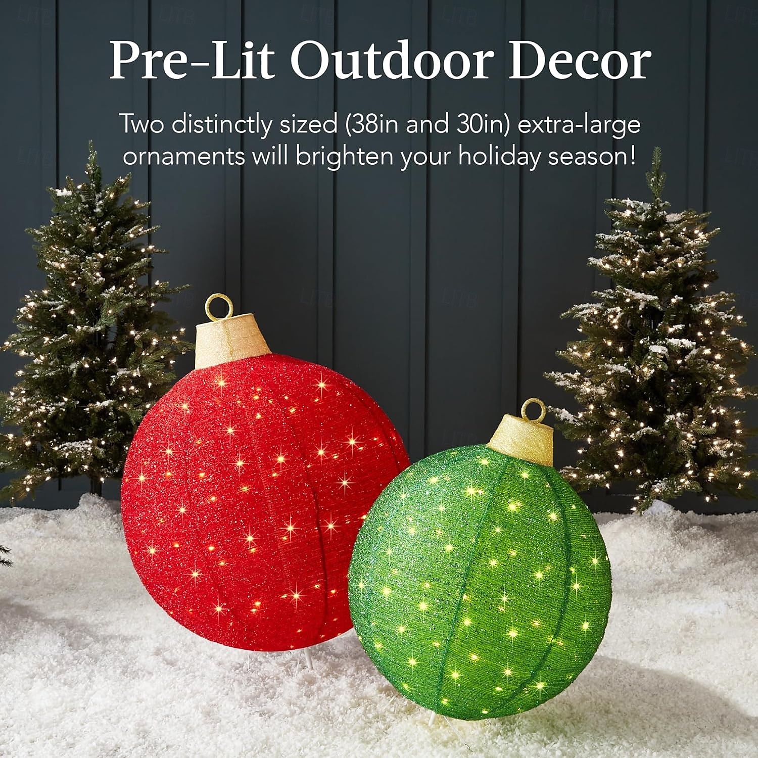 Opplyst pop-up utendørs julepyntsett, julekuledekorasjon med LED-lys, lysfunksjoner, rød/grønn 2025 - $24.99 –P2