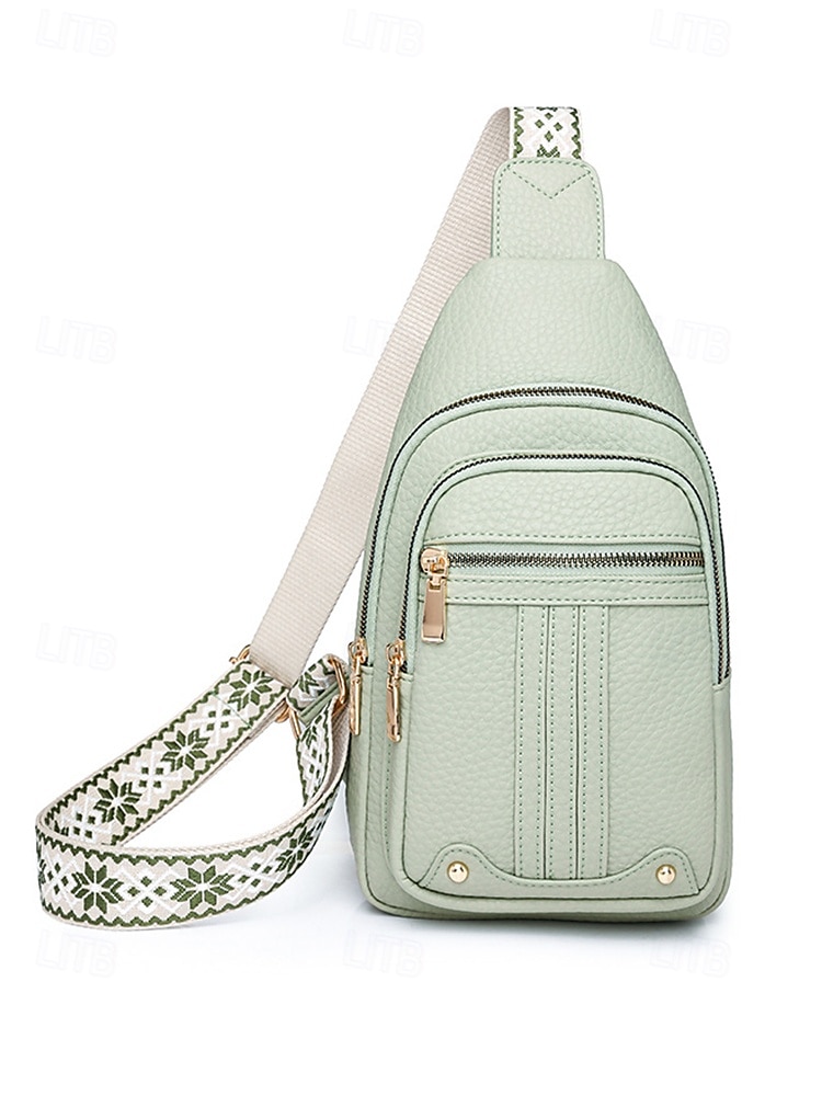 Dámská nepromokavá crossbody kabelka z umělé kůže - ležérní lehká crossbody kabelka s multifunkčními kapsami a širokým ramenním popruhem s etnickým vzorem, ideální na cestování, nakupování i každodenní nošení 2025 - $19.99 –P4