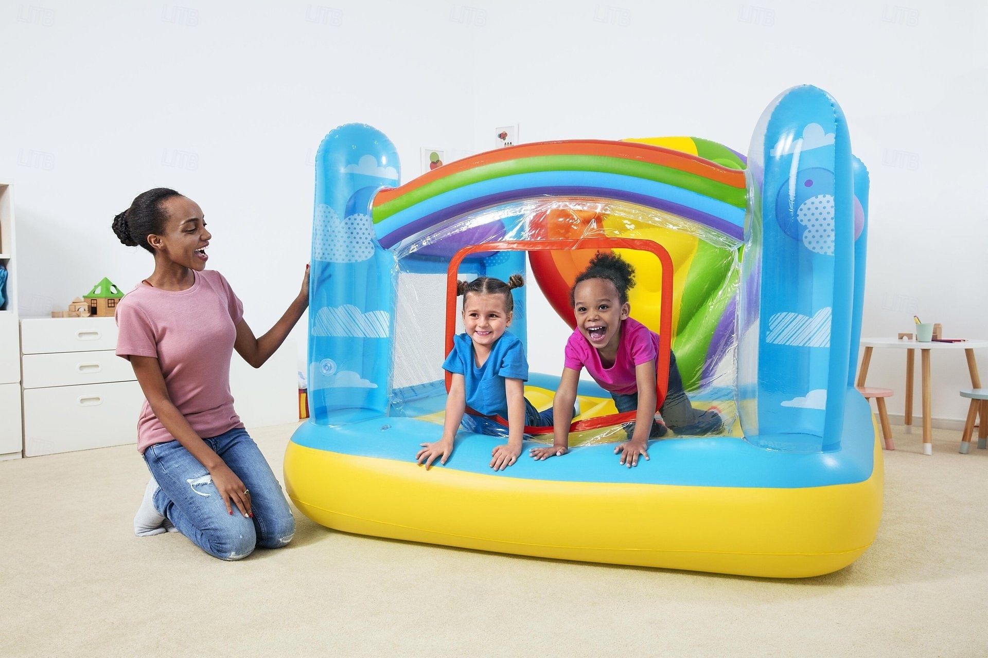 Inflatable Castle Color Bouncy Castles Hot air Balloon Trampoline with Ocean Ball and Electric Pump for Indoor and Outdoor Garden Children s Playground Uptodate 2026 - $272.79 –P2