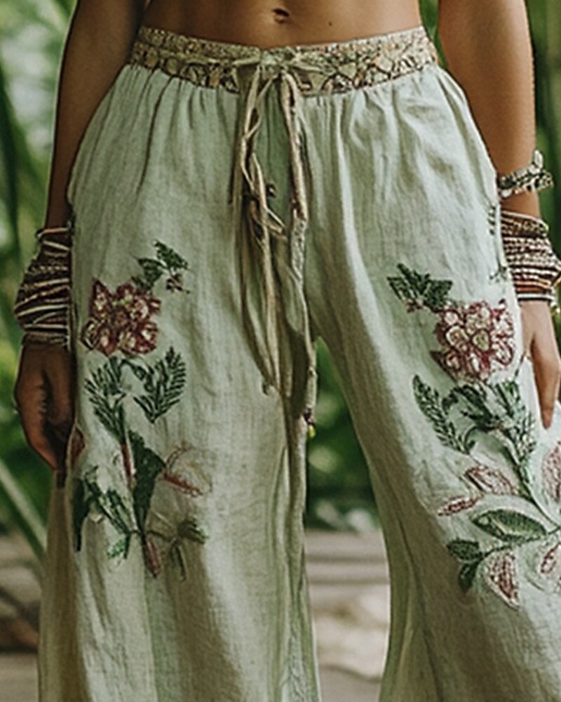 Per donna Gamba larga Pantaloni Pantaloni Palazzo Moda Boho Lunghezza intera Vita Alta Fiore Elastico in vita Coulisse Stampato Traspirabilità Confortevole Streetwear Abbigliamento quotidiano Uscire del 2025 a $22.99 –P2
