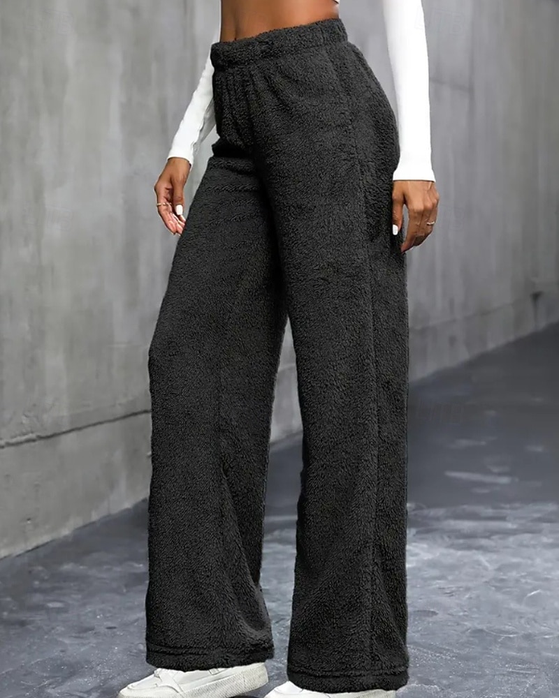 Per donna Gamba larga Pantaloni Eleganti Streetwear Casual Lunghezza intera Naturale Semplice Elastico in vita Confortevole Ferie Uscire Weekend Grigio Nero Bianco Cachi Autunno Vestibilità regolare del 2025 a $18.99 –P11