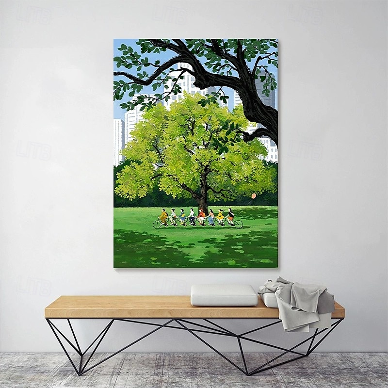 Peinture à l'huile faite à la main sur toile, décoration murale, paysage vert impressionniste, art de guérison pour la décoration intérieure, cadre tendu, peinture suspendue/enroulée, sans cadre, de 2025 ? $100.99 –P4