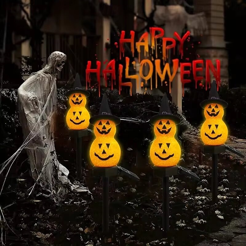 Solar Power Halloween Pumpkin Garden Lamp Ghost Lights For Garden Yard All Saints' Day Gravestone Garden Lawn Yard Patio Decorative Pathway Lights 1X 2X 2025 - $15.99 –P7