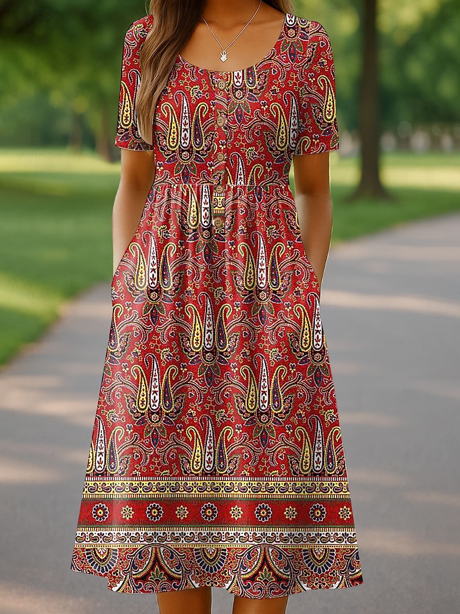 Femmes Robe Midi Robe Tricot Robe Décontractée Robe d'Été Robe trapèze Vacances Occasionnel Chaussures de plage Fête Coupe Ample Fleuri Graphique Manche Courte Col ras du cou Blanche Rose Claire de 2025 ? $36.99 –P5