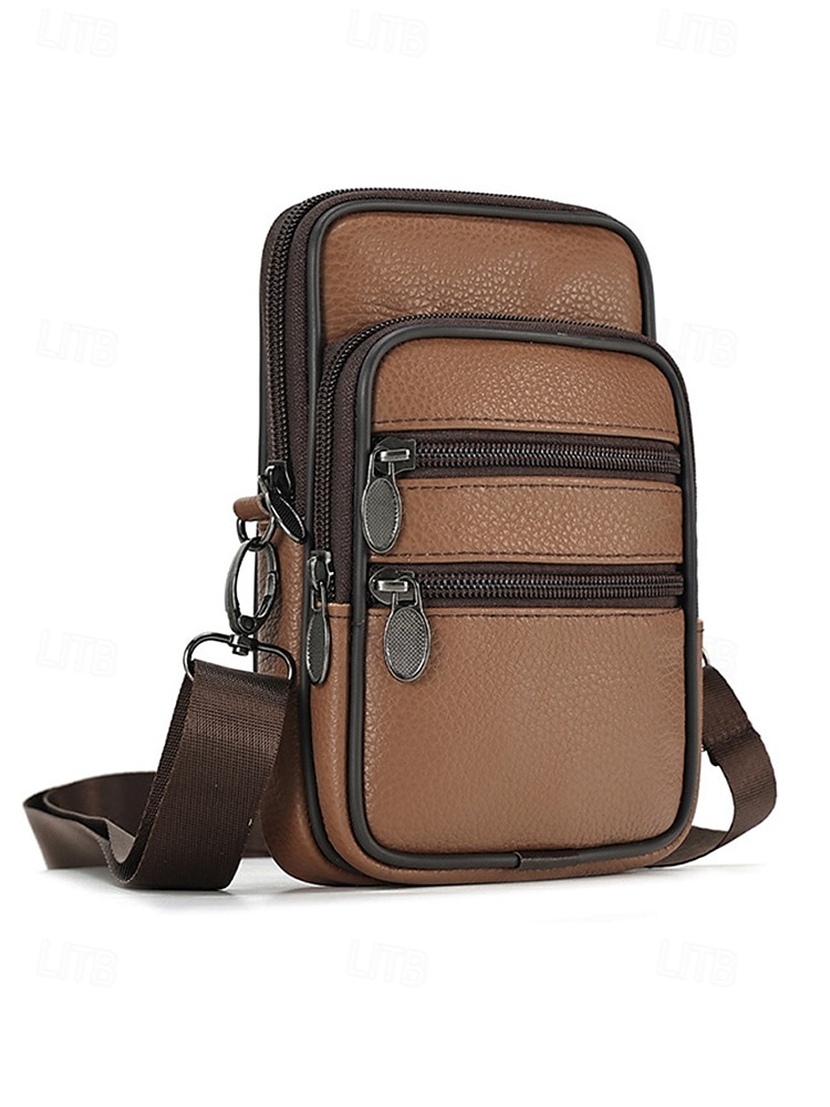 Geantă de umăr crossbody din piele pentru bărbați, cu design multi-buzunare, geantă mică de călătorie și geantă de talie pentru uz zilnic casual și activități în aer liber 2026 - $14.99 –P5