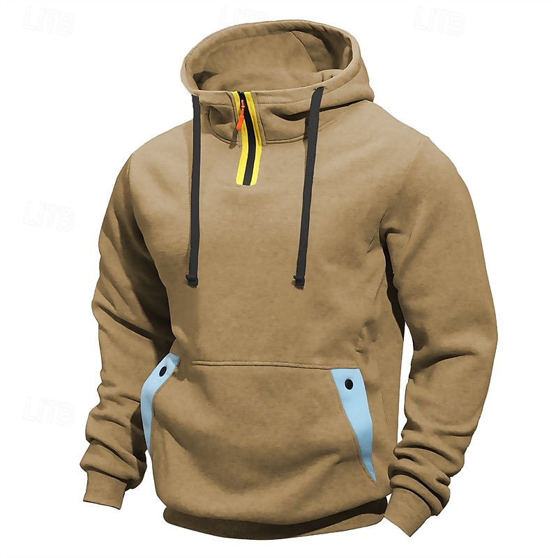 Herren Kapuzensweatshirt Viertelreißverschluss Kapuzensweatshirt Schwarz Marineblau Khaki Hellgrau Dunkelgray Mit Kapuze Farbblock Patchwork Tasche Sport & Outdoor Täglich Ferien Polyester Streetwear 2025 - $21.99 –P5