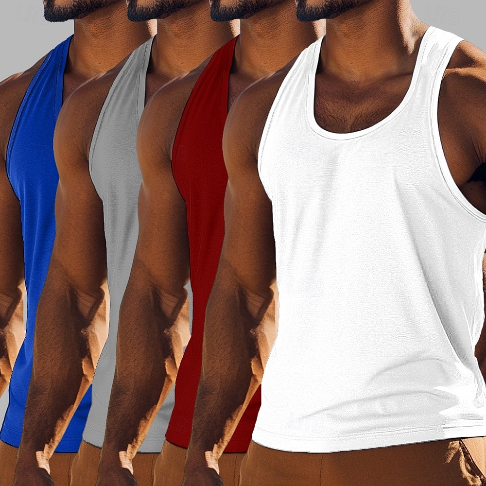 Hombre Camiseta sin mangas Chaleco Camisetas Interiores Camisa sin mangas Sin Mangas Cuello redondo Cuchara Verano Color sólido Plano Moda Básico Clásico 4 Piezas Calle Casual Deportes A B C Camiseta 2025 - $37.99 –P2