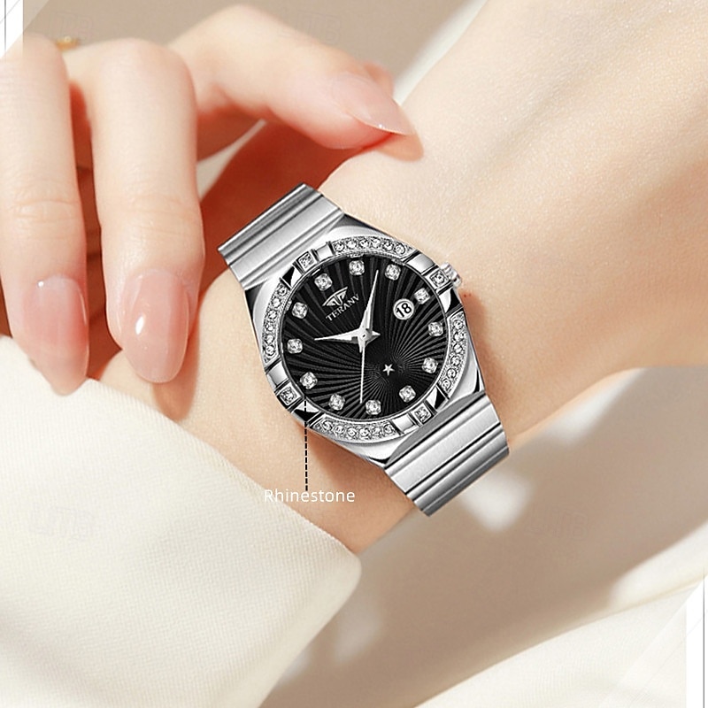 Uusi tyylikäs naisten ruusukultakotelo kvartsikello ipx7 vedenkestävyys ja luminous kalenterinäyttö rannekello arkielämään matkalle ystävänpäivälahja naisille 2026 - $16.99 –P12