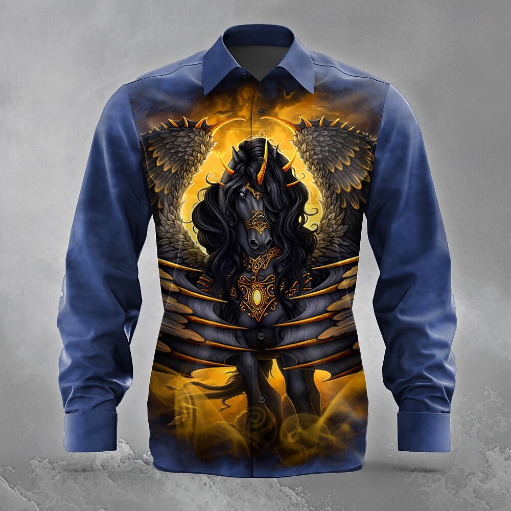 Pegasus di Sarah Richter, camicia da uomo a maniche lunghe con bottoni, modello cavallo con ali, edizione limitata dell'artista. del 2025 a $25.99 –P1