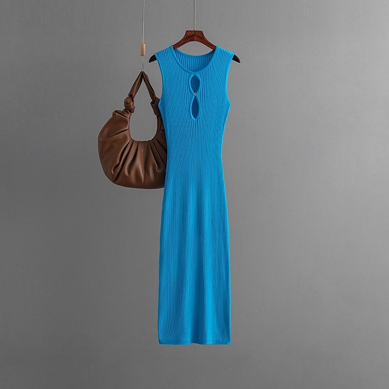 Femmes Robe Longue Maxi Robe Robe Blanche Robe Décontractée Sexy Robe Mode Extérieur Soirée Fête Coupe régulière Uni Sans manches Col ras du cou Bleu Violet Beige Été de 2025 ? $22.99 –P2