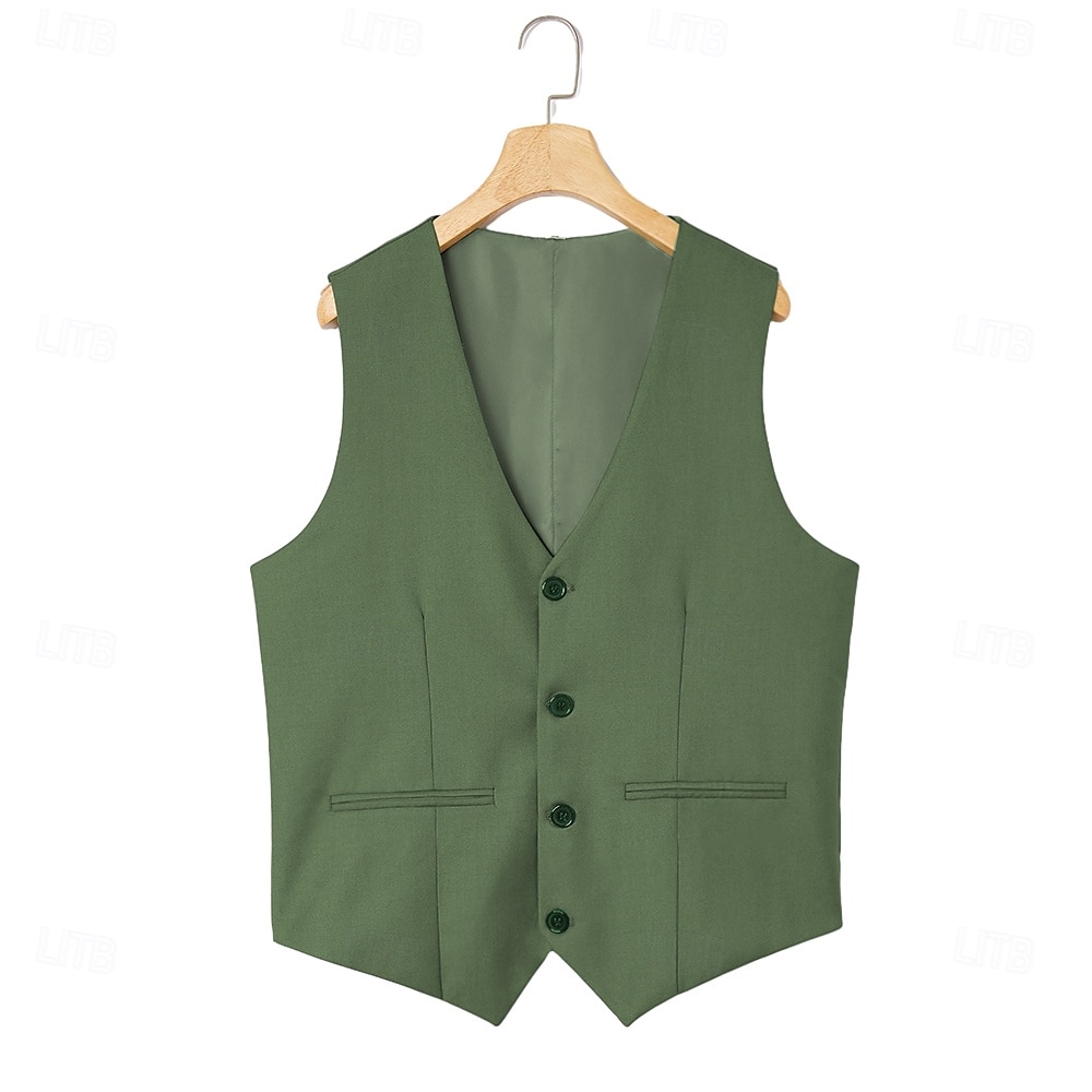 Costumes de mariage pour hommes Affaires Noire Sauge Mode Formelle Été Couleur unie Coupe standard 3 pièces Simple bouton Deux boutons de 2025 ? $136.99 –P12