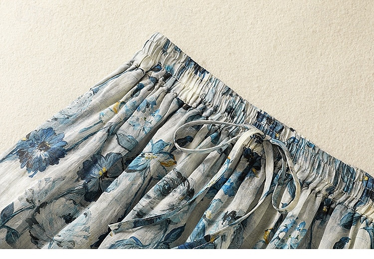 Femmes Jupe Longue Élégant Bohème ancien Occasionnel Maxi Taille haute Jupes Floral Non Elastique Vacances Décontracté Couleur de l'image Été Coton Lin de 2025 ? $34.99 –P6