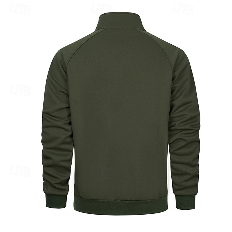 Per uomo Giacca in Pile Giacca Casual Vacanza Quotidiano Traspirabilità Tasca Primavera Autunno Semplice Moda Classico Collo alla coreana Regolare Nero Cachi Verde militare Grigio Giacca del 2025 a $29.99 –P17