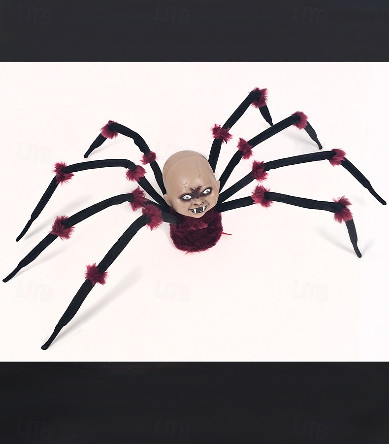 Halloween ny krypende edderkopp elektrisk plysj edderkopp justerbare ledd induksjon elektrisk lysende lyd spøkelser 2025 - $63.99 –P5