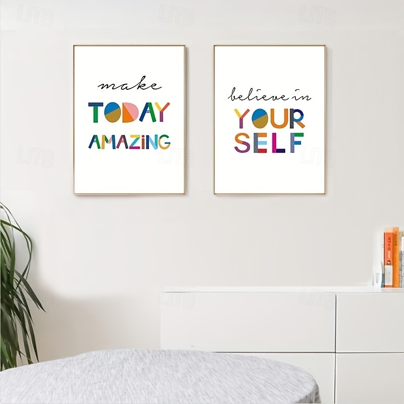 Affiche sur toile avec citations inspirantes et colorées, peinture décorative murale simple pour salon, chambre à coucher, décoration d'intérieur, sans cadre de 2026 ? $12.99 –P2