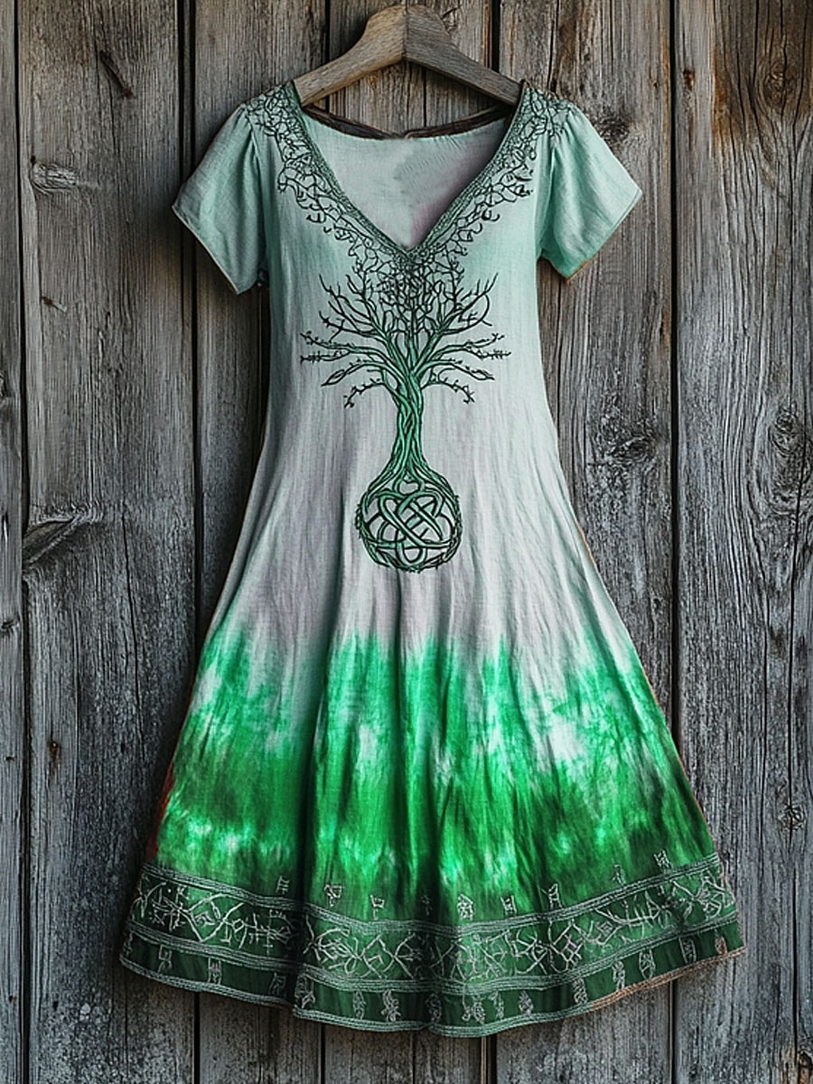 Musikfestival Damen Midi Kleid Boho Lässiges Kleid T-Shirt Kleid Tee Kleid Sommerkleid A-Linien Kleid Urlaub Lässig Strand Reguläre Passform Grafik Blatt Batik Kurzarm V-Ausschnitt Blau Pink Orange 2026 - $24.99 –P4