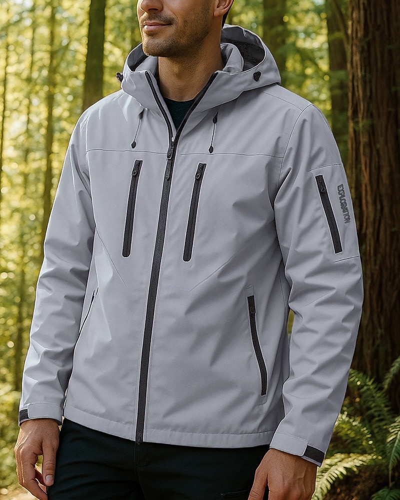Men's Windbreaker Hiking Jacket Rain Coat Outdoor Waterproof Windproof Lightweight Hiking Outfits Hiking Clothes Spring Autumn / Fall Top Camping / Hiking / Caving Running Black White Dark Purple 2026 - $49.99 –P7