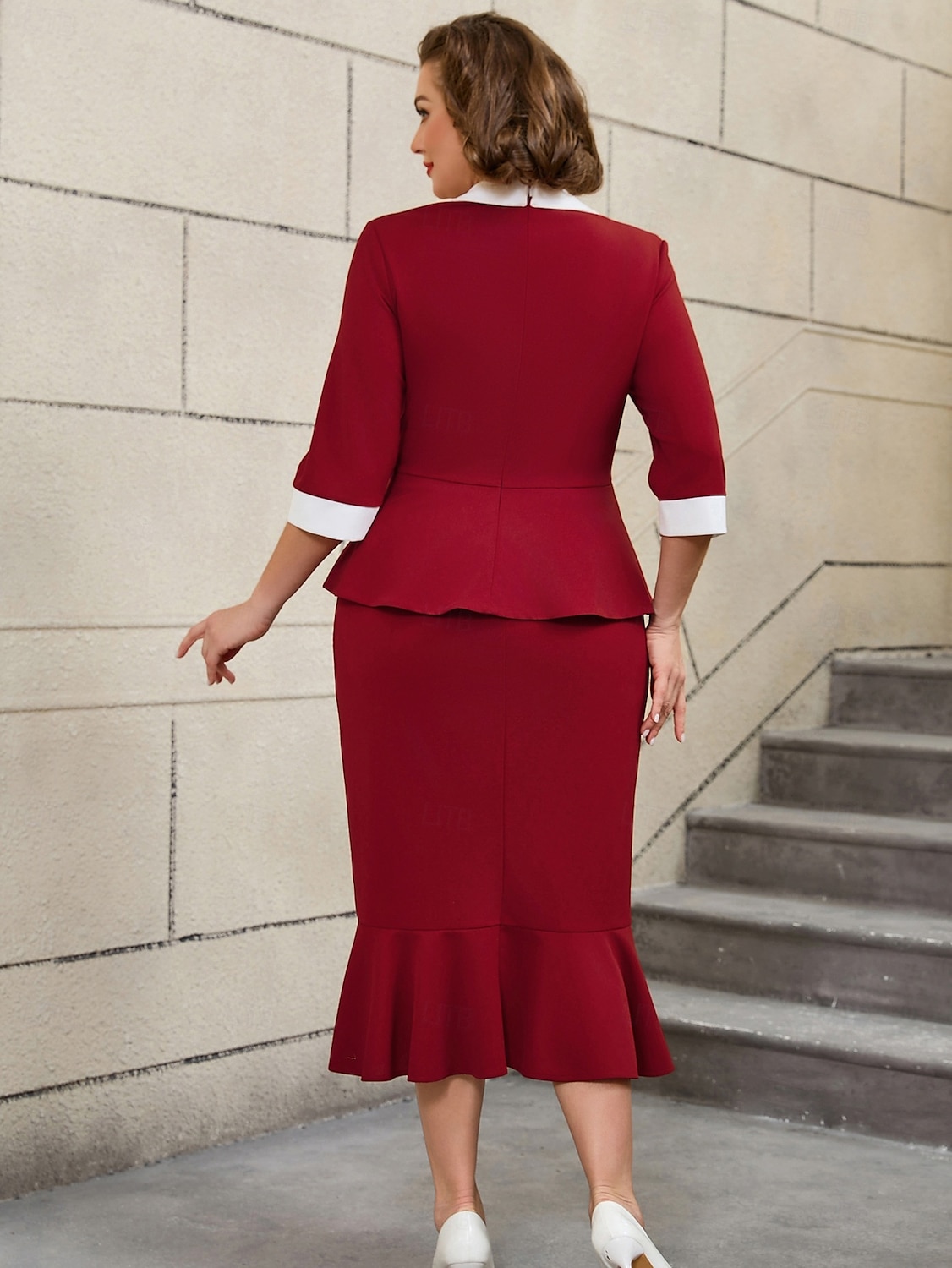 Retro Vintage 1950er 1960er Midlänge Bleistiftrock Zweiteiliges Set Schößchentop Übergröße Passform und Flare Kostüm Damen Formell Party & Abend Retro-Mottoparty Erwachsene Kleid Ganzjahres 2025 - $53.99 –P8