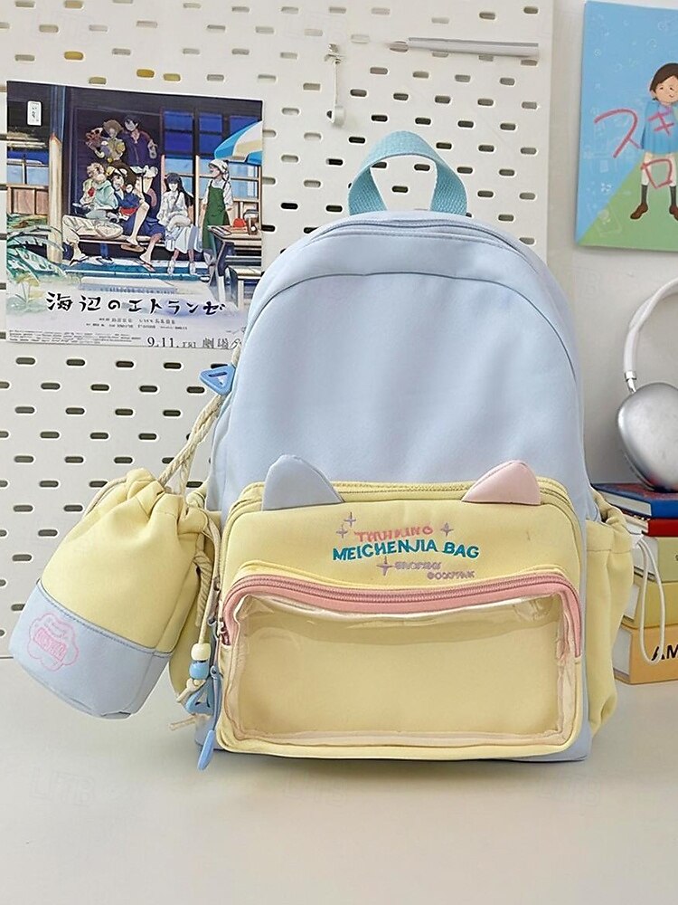 Sac à dos kawaii pour enfant avec oreilles de chat et pochette à cordon – cartable pastel grande capacité pour filles et adolescentes de 2025 ? $19.99 –P5