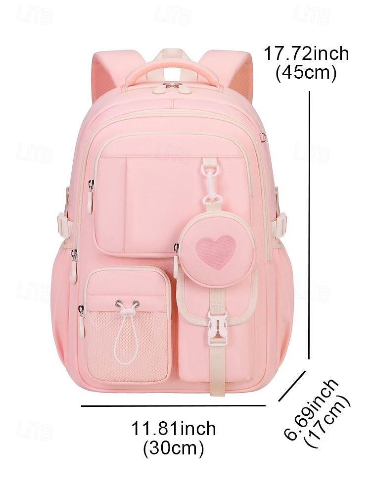 Children's Waterproof Scratch-Resistant Pink School Backpack – Large Capacity Multi-Pocket Travel and Kindergarten Bag with Heart Design for Girls 2026 - $42.99 –P11