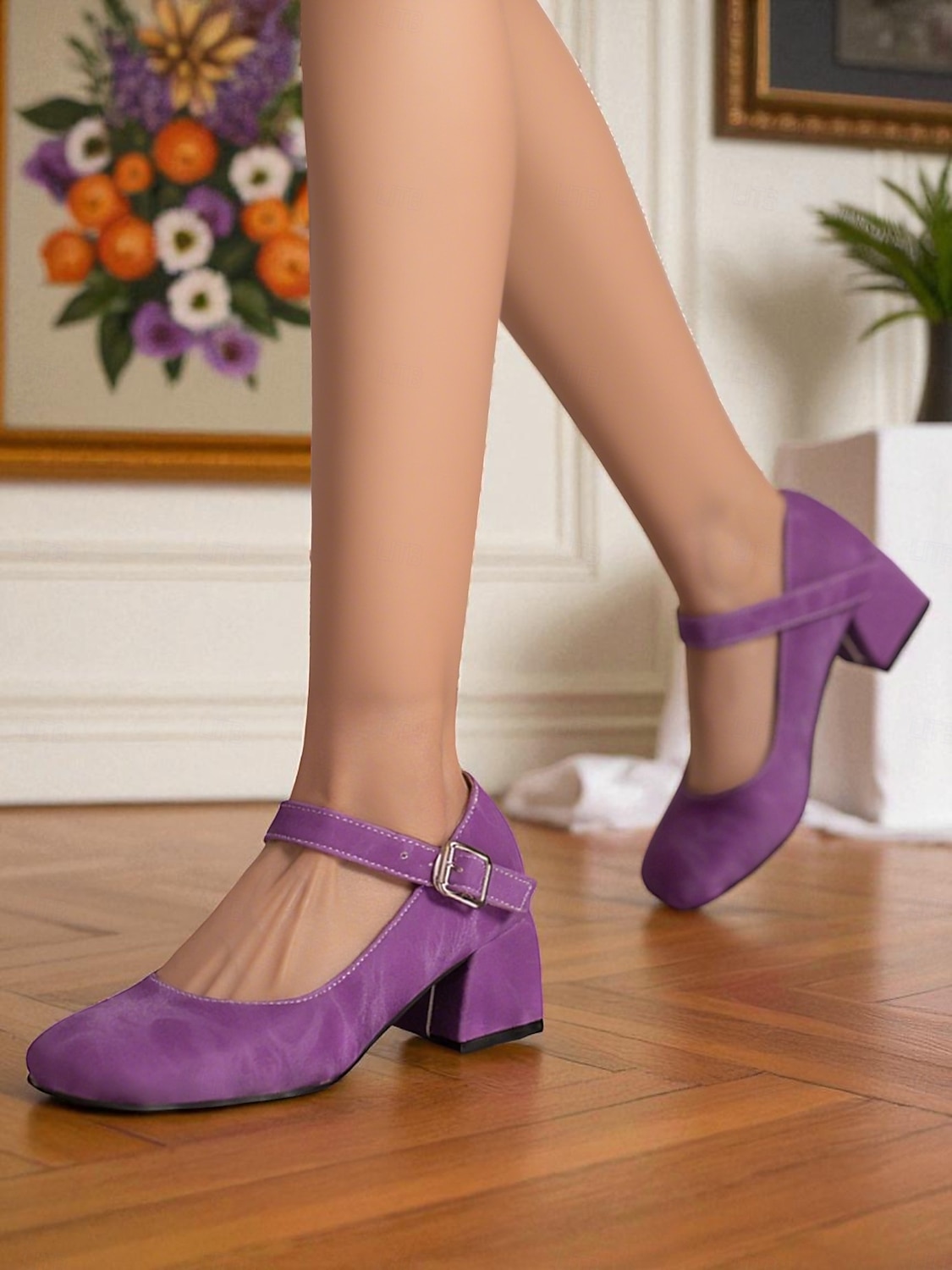 Chaussures Mary Jane violettes à talons carrés pour femmes – Escarpins habillés en similicuir à bout rond avec bride réglable pour dames, idéales pour les sorties quotidiennes, les événements scolaires ou le bureau de 2025 ? $46.99 –P6