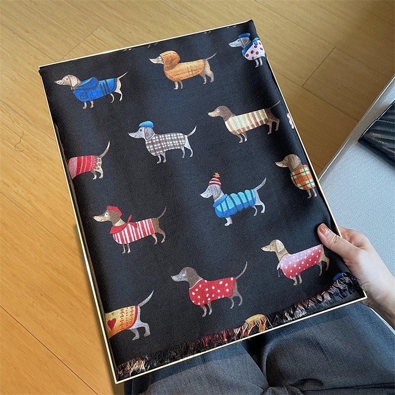 Per donna Sciarpa rettangolare Streetwear Quotidiano Data Nero Bianco Blu Sciarpa Animale del 2025 a $18.99 –P12