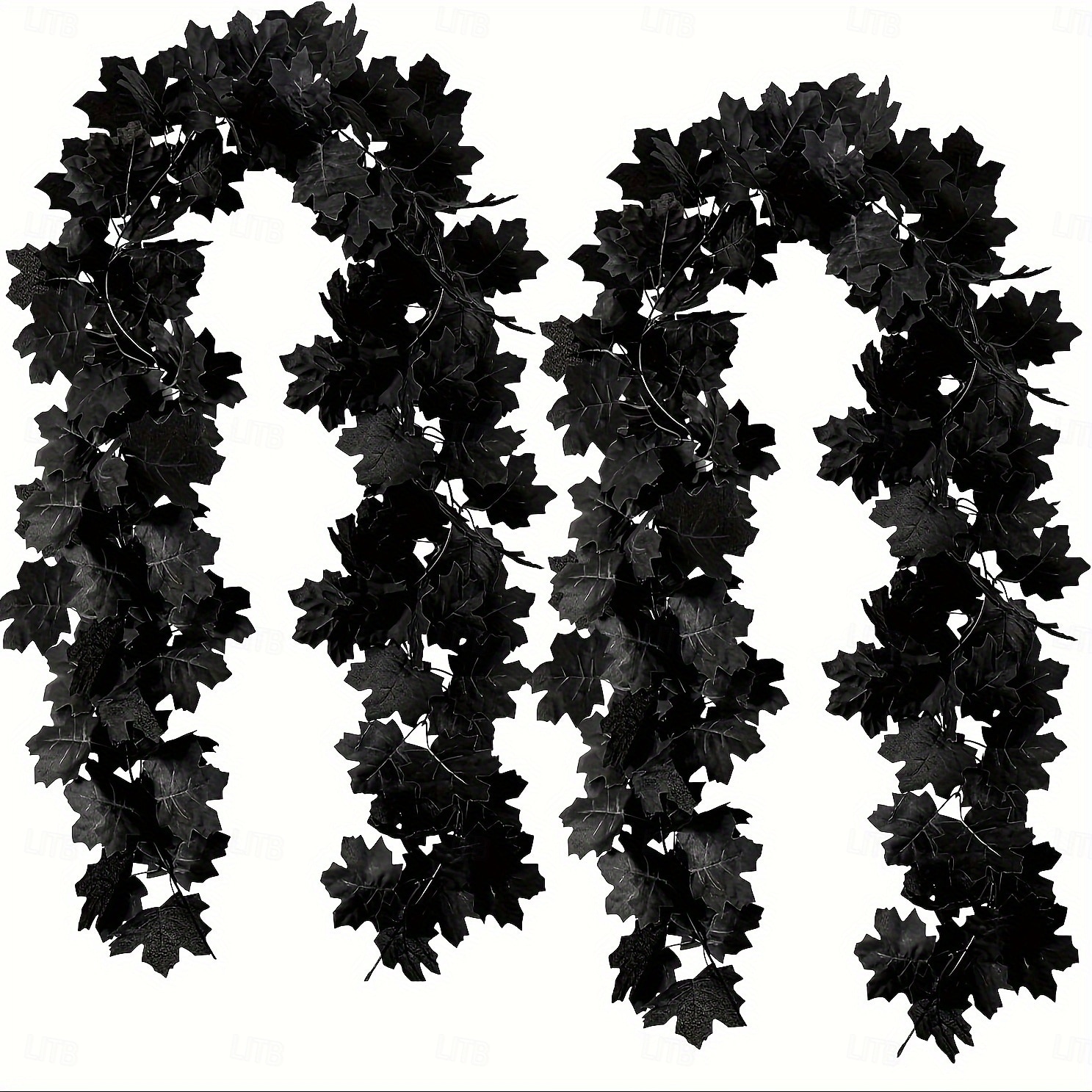 Guirlande de feuilles d'érable artificielles noires en plastique, lot de 2, 68,89 $ - polyvalente, aucune électricité nécessaire, fausses feuilles d'automne pour la décoration intérieure, les mariages de 2025 ? $18.99 –P7