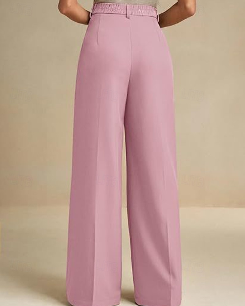 Dam Brett skaft Byxor Streetwear Ledigt Fullängd Naturlig Slät Elastisk midja Bekväm Gata Helgdag Dagliga kläder Aprikos Grå Svart Vit Höst Normal 2026 - $32.99 –P17