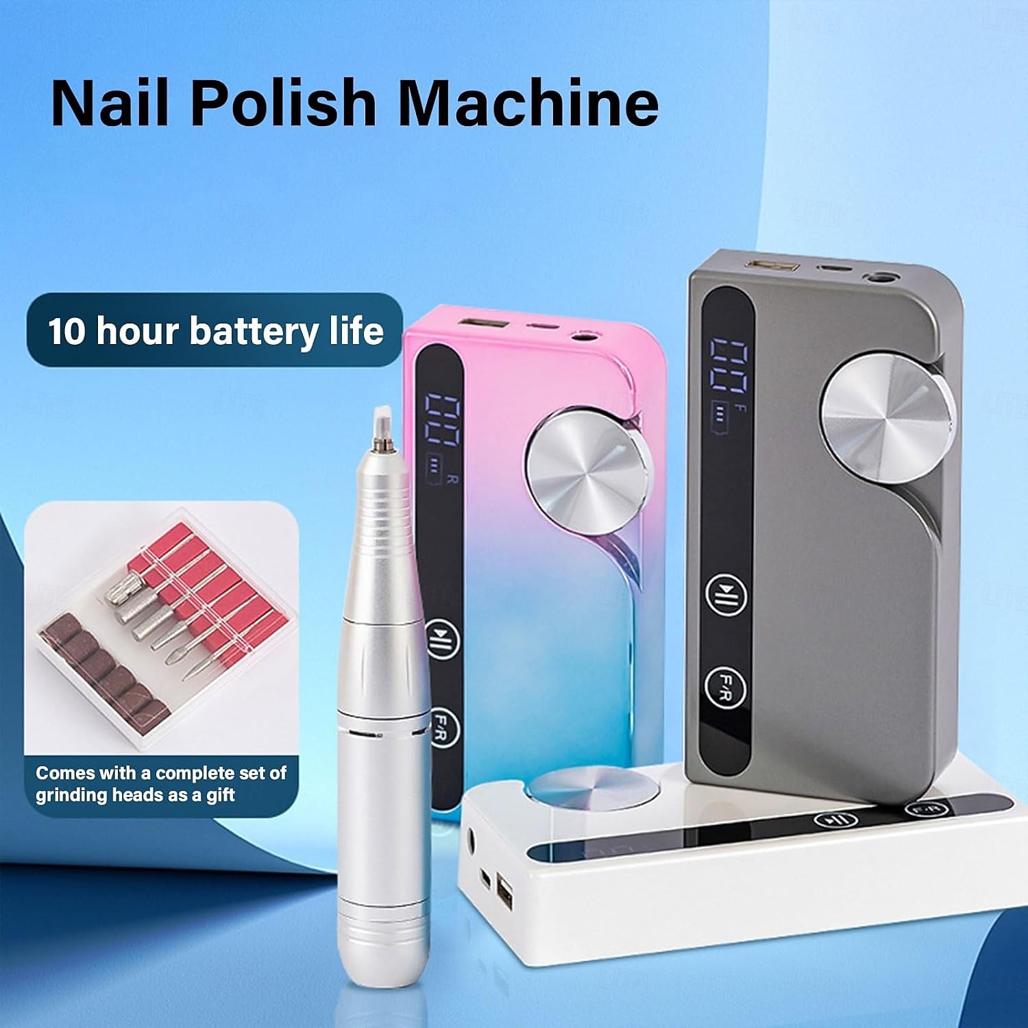 Machine à polir les ongles 45 000 tr/min, lime à ongles, perceuse à ongles électrique à vitesse réglable avec forets de 2025 ? $47.99 –P1