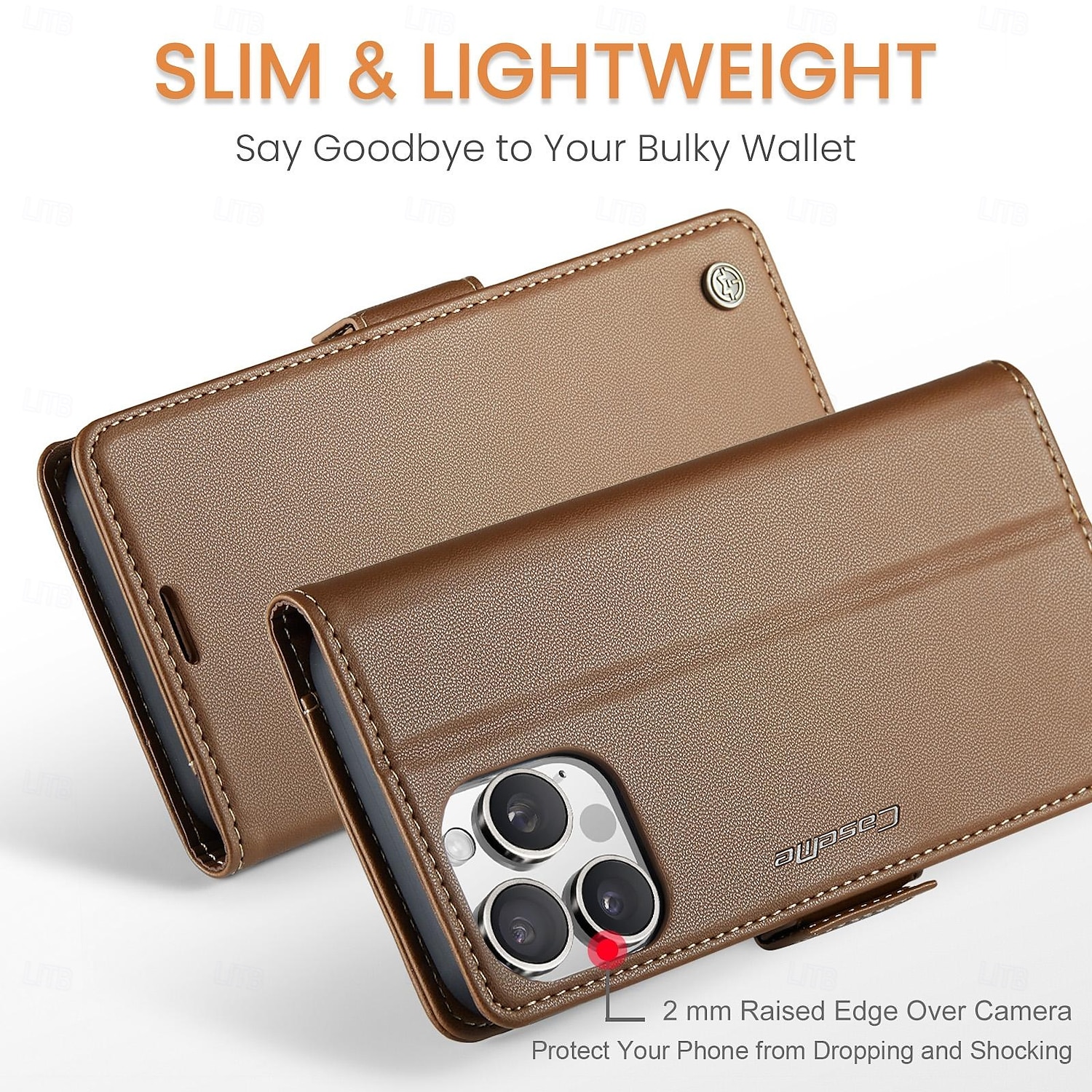 telefon Carcasă Pro Apple AirTag iPhone 16 15 14 Pro Max Plus iPhone 16e Flip Cover Ochrana celého těla Stojánek Slot pro kartu TPU PU kůže 2025 - $12.99 –P9