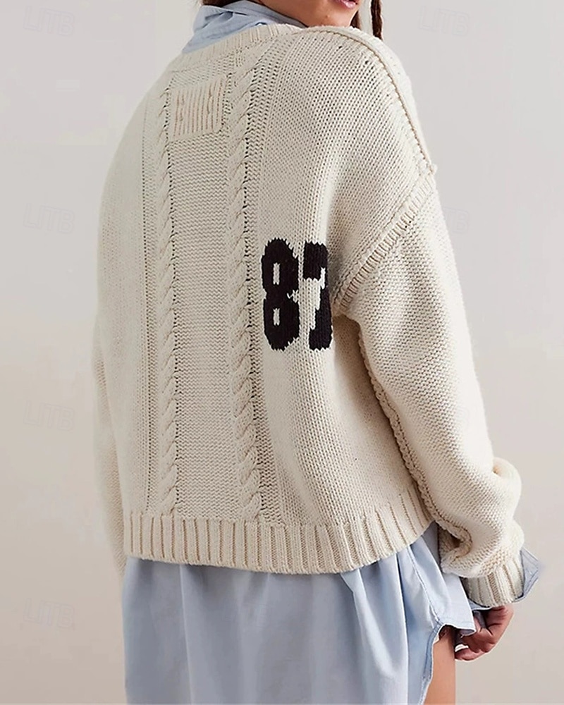 Női Pulóver Napi Stílusos Alkalmi Nyomtatott Bordázott Terített nyak Kötött Hosszú ujj Normál felsők Kötött Napi Szabadság Alkalmi Khakizöld Sötétkék Ősz Tél 2025 - $27.99 –P2