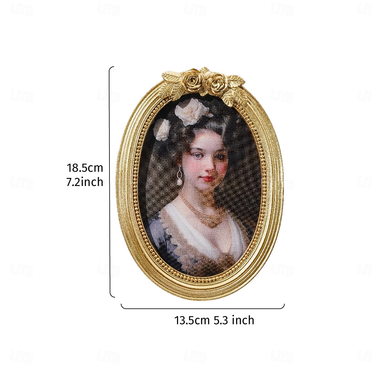 Gold 3D Rose Oval Decorative Photo Frame, European Style Elegant Gold Tabletop Frame, Warm Home Decor for Photo Display and Photography Props 2025 - $13.99 –P2