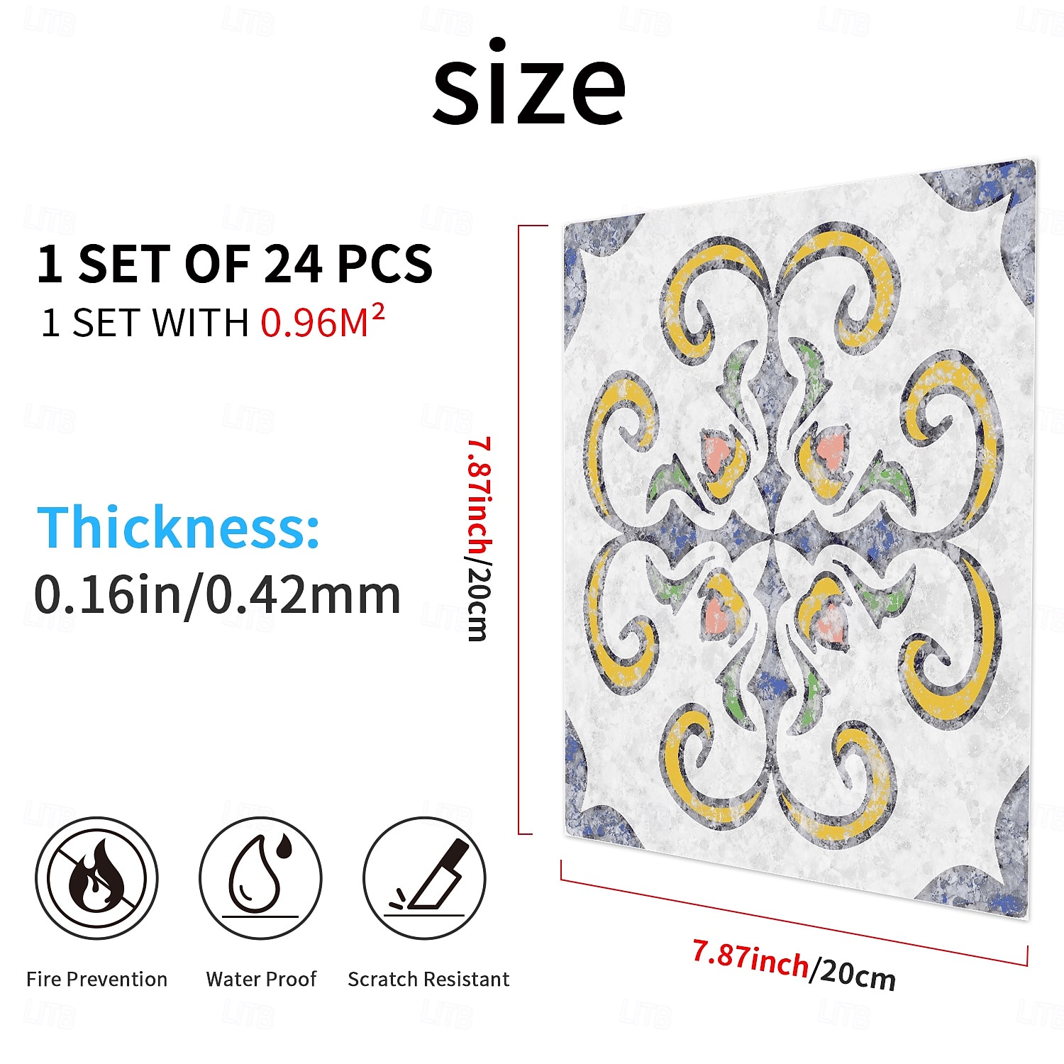 Adesivos de azulejo estilo marroquino 24 peças, decalques de parede de PVC com película de cristal espessada, à prova d'água &Decoração de parede de azulejo retrô removível e à prova de óleo para de 2025 por $10.99 –P17