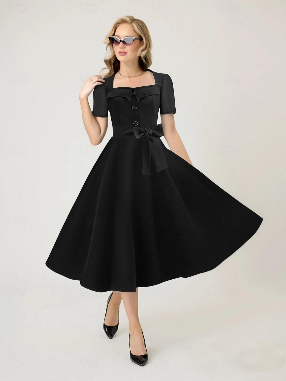 Women's A-Line Rockabilly Dress Polka Dots Swing Dress Flare Dress with Accessories Set 1950s 60s Retro Vintage with Headband Chiffon Scarf Earrings Pearl Necklace Gloves 2025 - $46.99 –P6