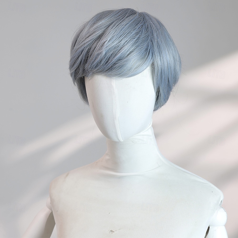 Peluca recta azul de 6 pulgadas para mujer: cabello corto con flequillo completo, perfecta para Halloween, cosplay y looks de fiesta de moda. 2025 - $42.99 –P3
