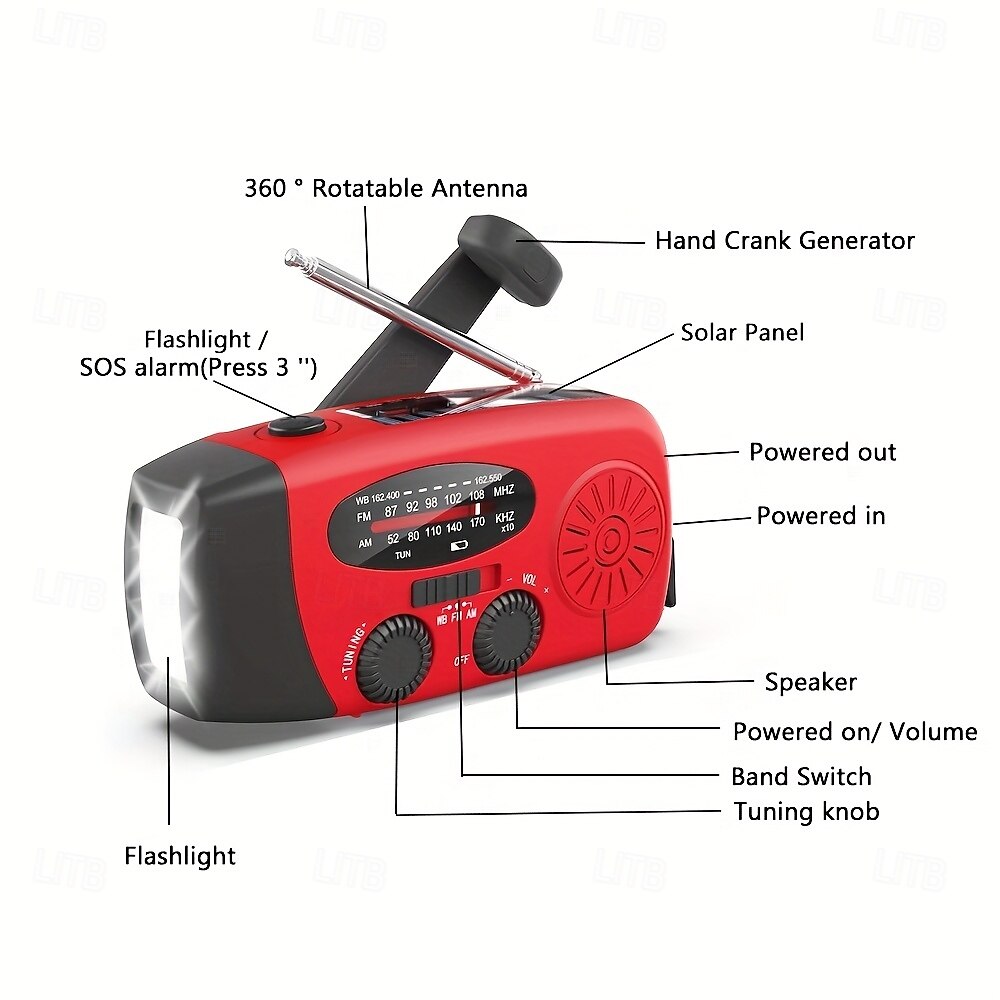 Radio de emergencia 276 FM/CD/TTY - Pronóstico meteorológico AM/NOAA de 7 días, 4 horas de autonomía, banda dual (VHF/UHF) con batería de litio 18650, radio portátil de mano para acampada, senderismo 2025 - $55.99 –P9