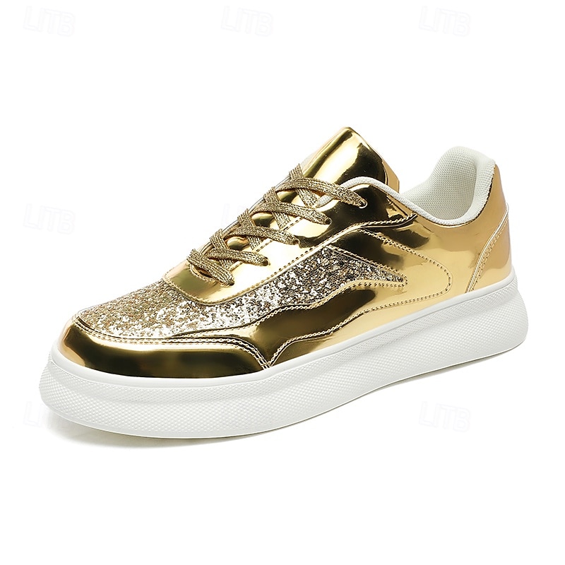 Męskie Adidasy Spacery Codzienny Skóra PU Wygodny Niepoślizgowy / a Oddychający Sznurowane Srebrny Czarny Złoty Lato Wiosna 2025 - $42.99 –P1