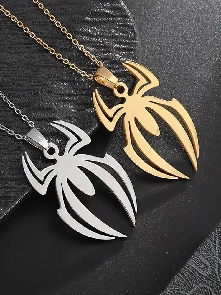 Herren-Halloween-Halskette mit Spinnenanhänger – Legierungsmaterial, leicht, minimalistischer Gothic-Stil, perfekt für Partys, Cosplay und Kostümzubehör für den Urlaub 2025 - $9.99 –P5