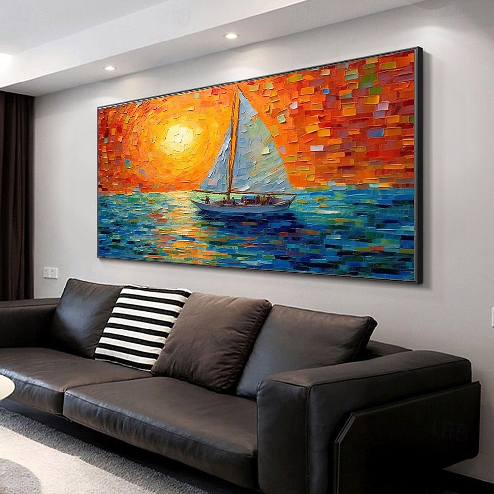 Mintura handgemaakte abstracte bost olieverfschilderijen op canvas wanddecoratie moderne scheepslandschap foto voor huisdecoratie opgerolde lijstloze ongespannen schilderij 2026 - $77.99 –P4