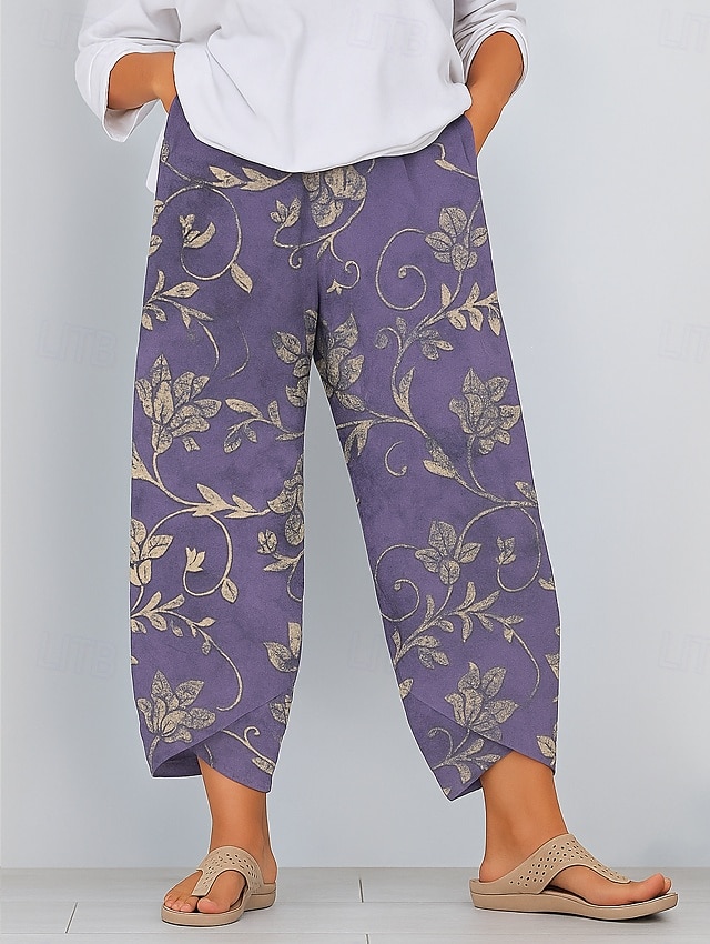 Per donna Pantaloni Eleganti Pantaloni Corti Vacanza Vintage Stile Etnico Lunghezza intera Vita Alta Grafico Astratto Geometrico Fascia Elastica Comodo Traspirabilità Morbido Inelastico Formale del 2025 a $20.99 –P3