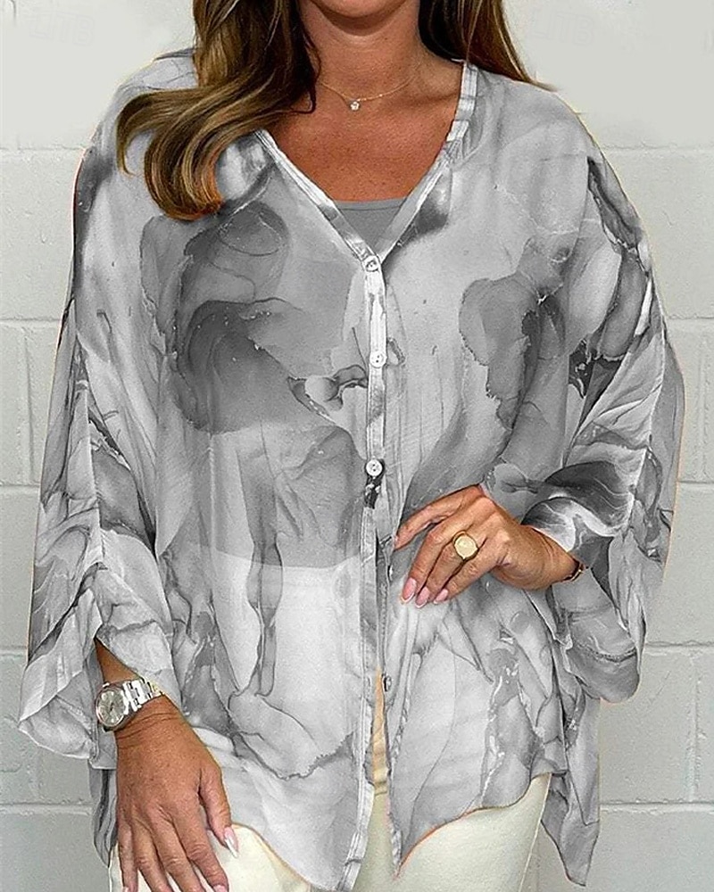 Women's Shirt Chiffon Tops Floral Stylish Modern Long Sleeve Shirt Collar Regular Tops Daily Holiday Buttons Print Black Yellow Pink Royal Blue Blue Spring Fall 2025 - $19.99 –P5