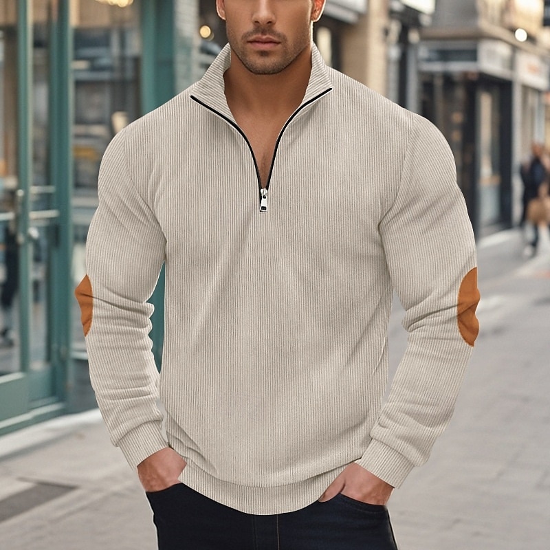 Homens Moletom Veludo Cotelê Moletom com zíper Adamascado Preto Verde Tropa Azul Marinha Cinzento Com Capuz Tecido Patchwork Desportos e Ar livre Casual Diário Roupa de rua Legal Roupa de Esporte de 2025 por $23.99 –P5