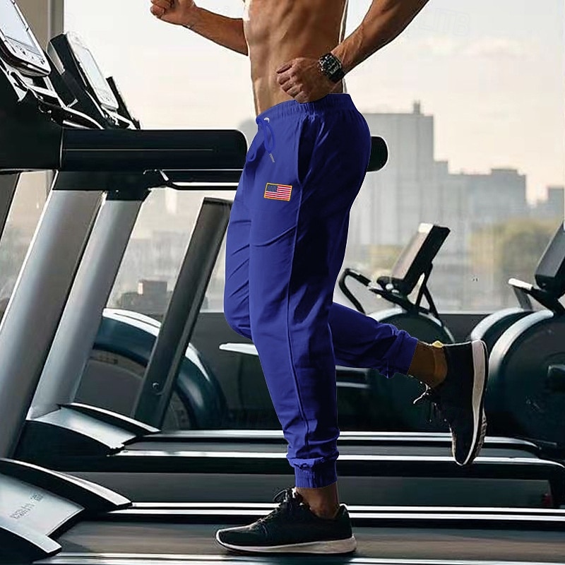 Herr Atletiska byxor Joggingbyxor Joggare Långbyxor Ficka Elastisk midja Snörning Amerikanska flaggan Komfort Utomhussport Dagligen Mode Ledigt Svart Gul Microelastisk 2025 - $18.99 –P11