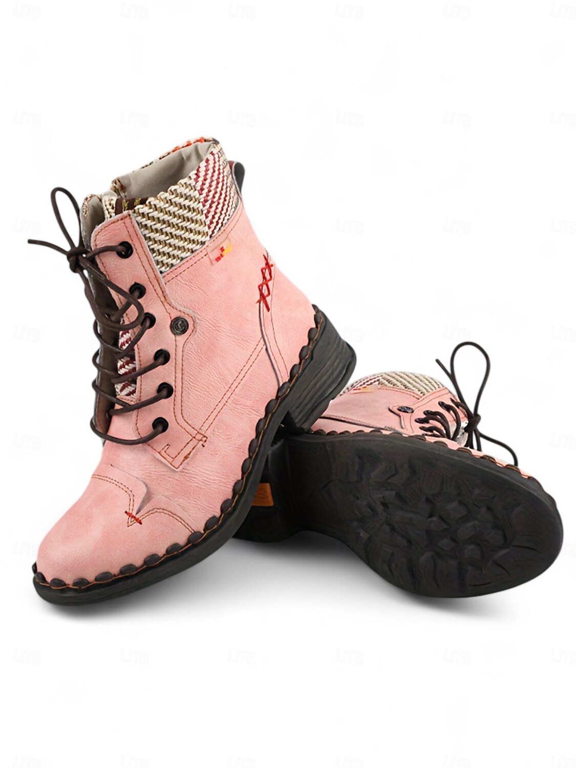Botas femininas retrô com cadarço – botas de combate casuais vintage com acabamento em tecido para viagens de outono na fazenda, aventuras ao ar livre e estilo de rua de 2025 por $84.99 –P1