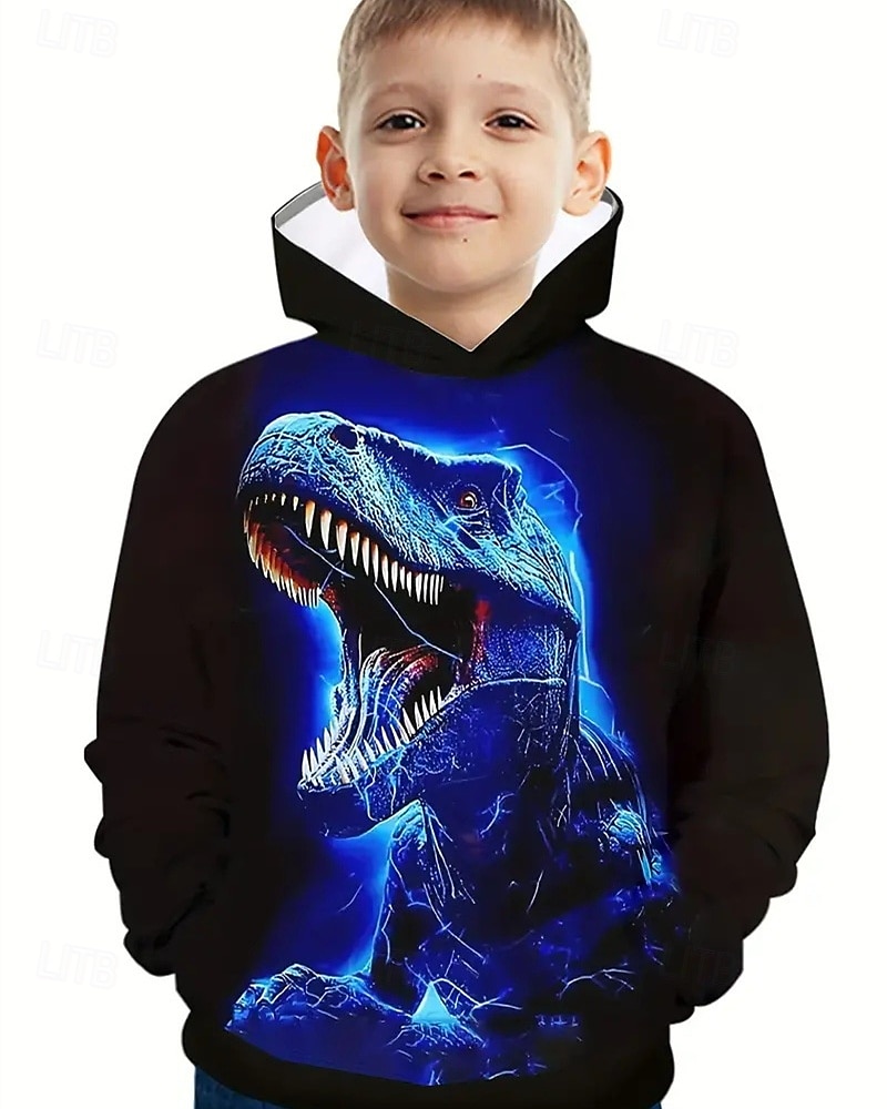 Pojkar 3D Djur Dinosaurie Huvtröja Långärmad Vår Höst Mode Streetwear Barn 4-12 år Huva Utomhus Ledigt Dagligen Normal 2025 - $18.99 –P4
